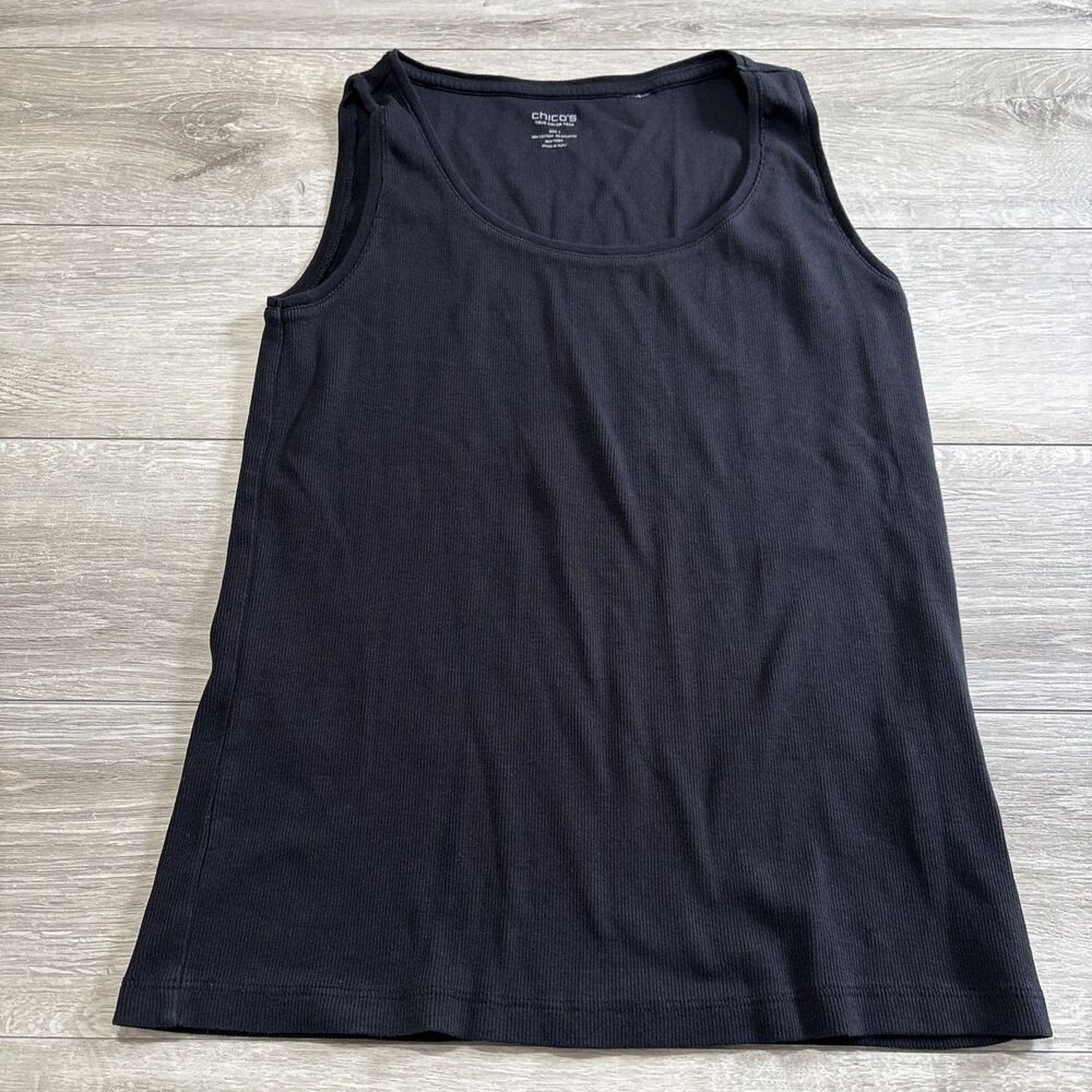 Chico's True Color Tees Ribbed Low Scoop Neck Sleeveless Tank Women's Size 1